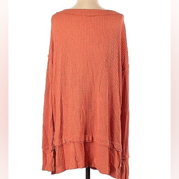 Free People orange waffle top - Picture 3 of 5